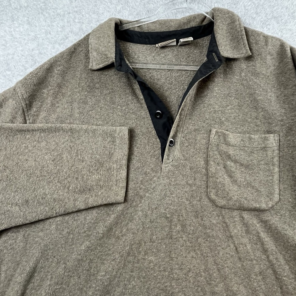 LL Bean‎ Fleece Long Sleeve Polo Shirt Jacket Shacket Mens Size L Pullover 1/4